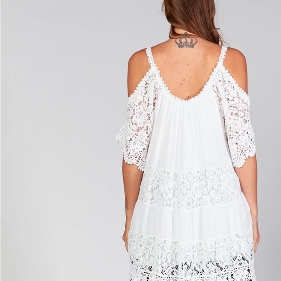 Baci Lace Cold Shoulder mini Dress Top - Picture 2 of 13